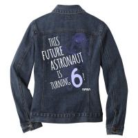 This Future Astronaut Is Turning 6 Outline Sketch Ladies Denim Jacket | Artistshot