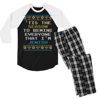 Funny Tis The Season Jewish Hanukkah Chanukah Men's 3/4 Sleeve Pajama Set | Artistshot