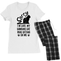 I'm Late My Bambino Cat Was Sitting On Me Funny Cat Lover Tank Top Women's Pajamas Set | Artistshot