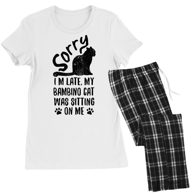 I'm Late My Bambino Cat Was Sitting On Me Funny Cat Lover Tank Top Women's Pajamas Set by caneypga | Artistshot