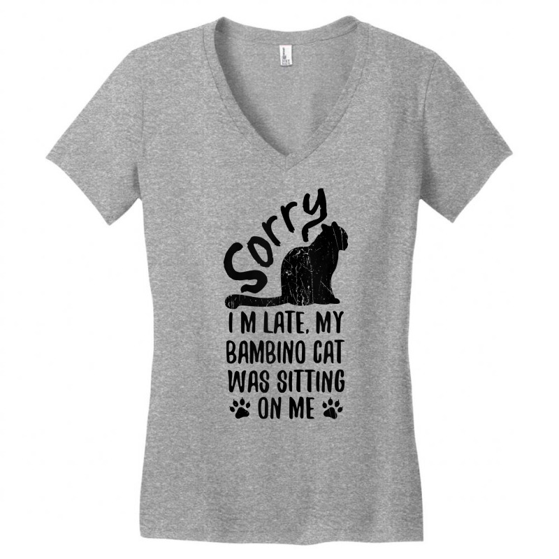 I'm Late My Bambino Cat Was Sitting On Me Funny Cat Lover Tank Top Women's V-Neck T-Shirt by caneypga | Artistshot