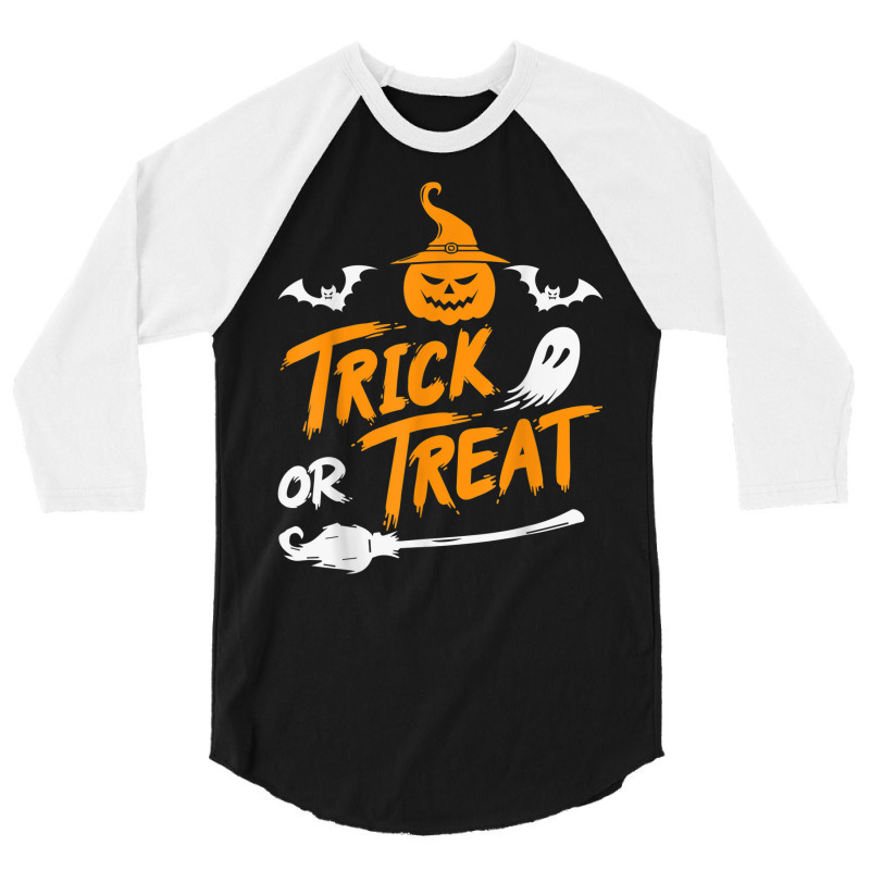 Spooky Witch Pumpkin Ghost Horror Trick Or Treat Halloween 3/4 Sleeve Shirt by Color | Artistshot