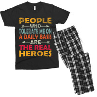 People Who Tolerate Me On A Daily Basis Funny Vintage Retro Men's T-shirt Pajama Set | Artistshot