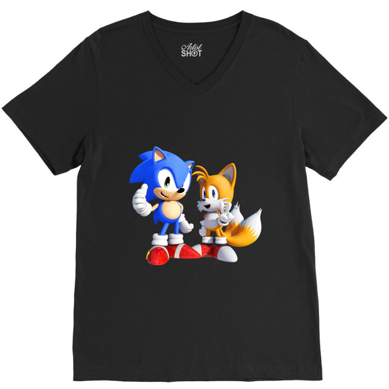 Chibi New Hedgehog And Tails V-neck Tee | Artistshot