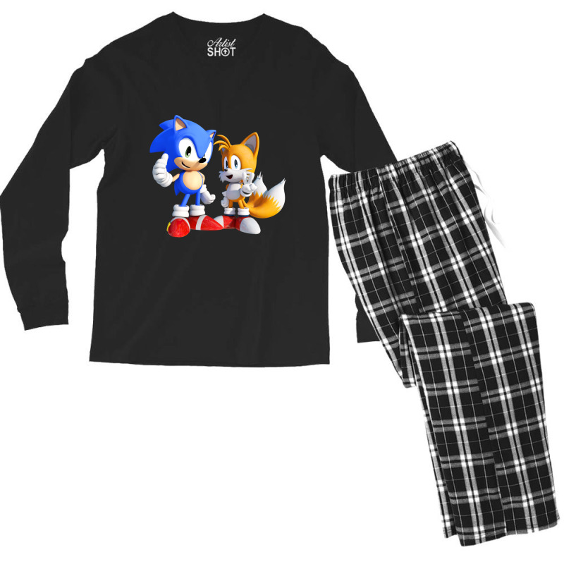 Chibi New Hedgehog And Tails Men's Long Sleeve Pajama Set | Artistshot