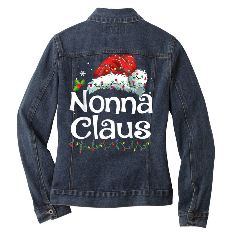 Nonna Claus Christmas Family Group Matching Pjs Xmas Light Ladies Denim Jacket by Stunner | Artistshot