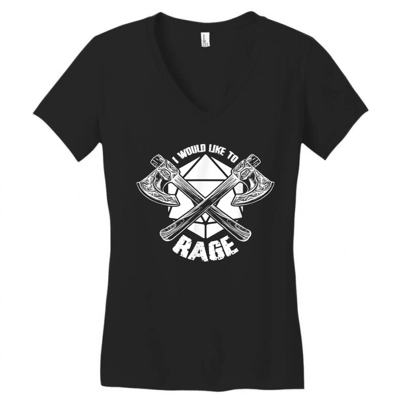 I Would Like To Rage D20 Barbarian Funny Tabletop Rpg Gamers Women's V-Neck T-Shirt by CassieKim | Artistshot