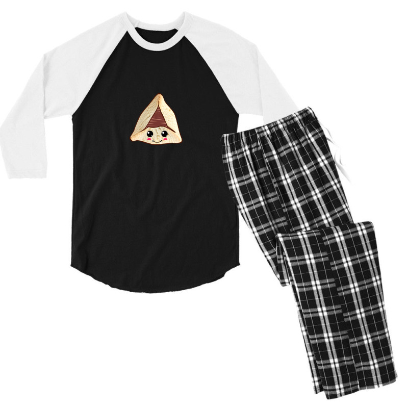 Kawaii Hamentaschen - Cute Jewish Food Design For Purim Men's 3/4 Sleeve Pajama Set | Artistshot