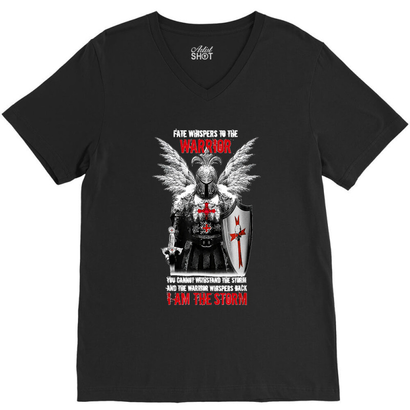 Knight Templar Fate Whispers To The Warrior Christian Belief V-neck Tee | Artistshot