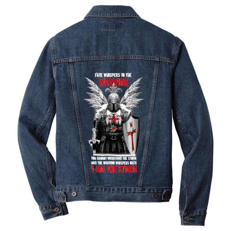 Knight Templar Fate Whispers To The Warrior Christian Belief Men Denim Jacket | Artistshot