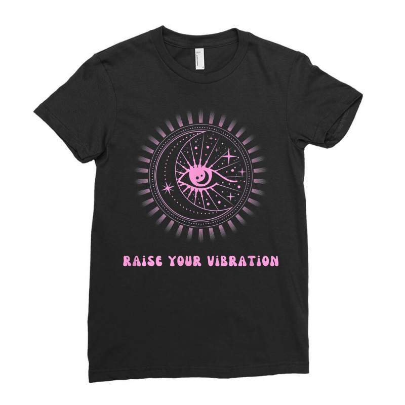 Raise Your Vibration Pink Manifestation Moon And Eye New Age T Shirt Ladies Fitted T-Shirt by cm-arts | Artistshot