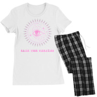 Raise Your Vibration Pink Manifestation Moon And Eye New Age T Shirt Women's Pajamas Set | Artistshot