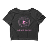 Raise Your Vibration Pink Manifestation Moon And Eye New Age T Shirt Crop Top | Artistshot