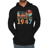 Vintage November 1947 92 Years Old 75th Birthday Men Women T Shirt Lightweight Hoodie | Artistshot