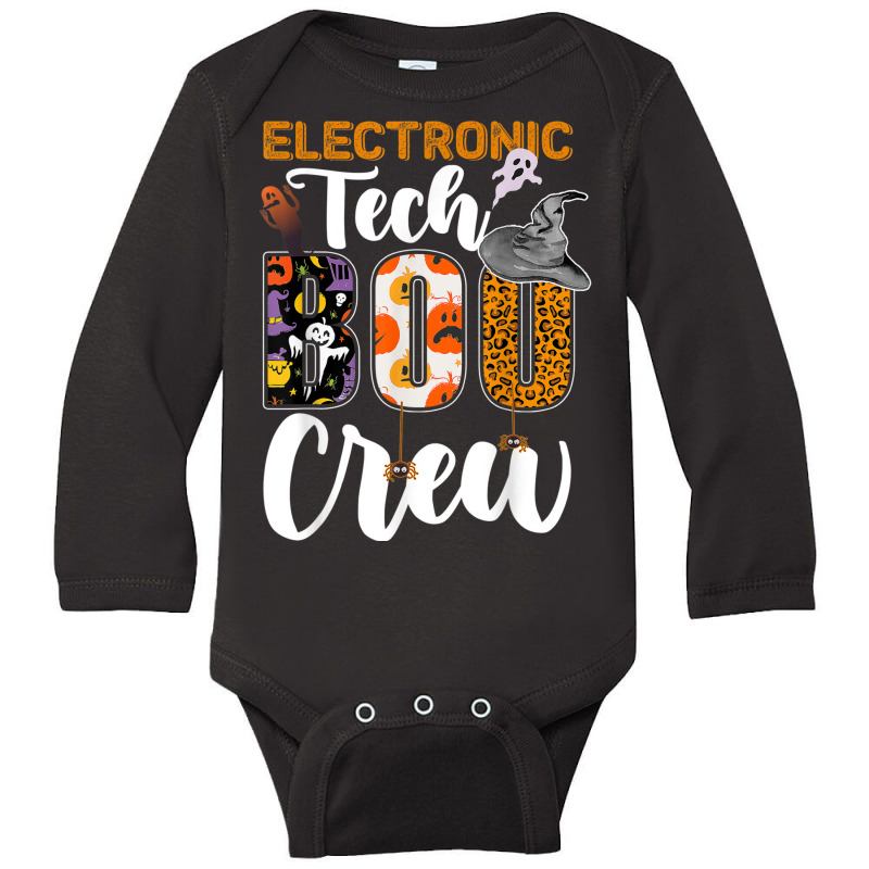 Electronic Tech Boo Crew Halloween Matching Technician Long Sleeve Baby Bodysuit by Fashonus | Artistshot