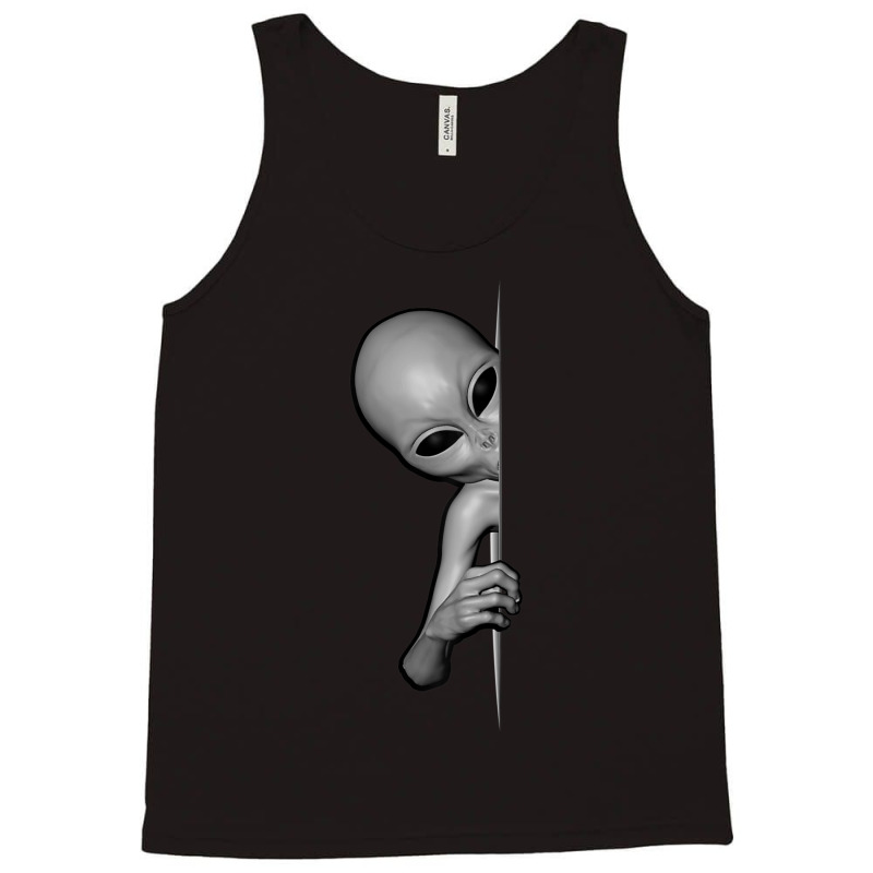 Grey Alien Peeking Zeta Reticuli Ufonaut Ufo Abduction Tank Top | Artistshot