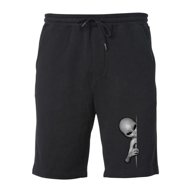 Grey Alien Peeking Zeta Reticuli Ufonaut Ufo Abduction Fleece Short | Artistshot