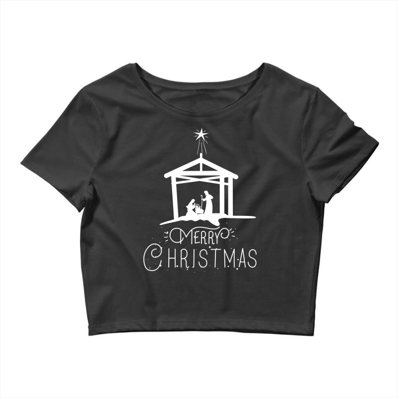 Merry Christmas   Advent Nativity Scene North Star Long Sleeve T Shirt Crop Top by gypijacite3 | Artistshot