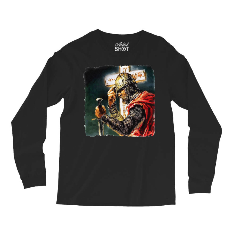 Crusaderr Knighs Emplar Disressed Cross Angel Wingss Chrisiann Long Sleeve Shirts | Artistshot