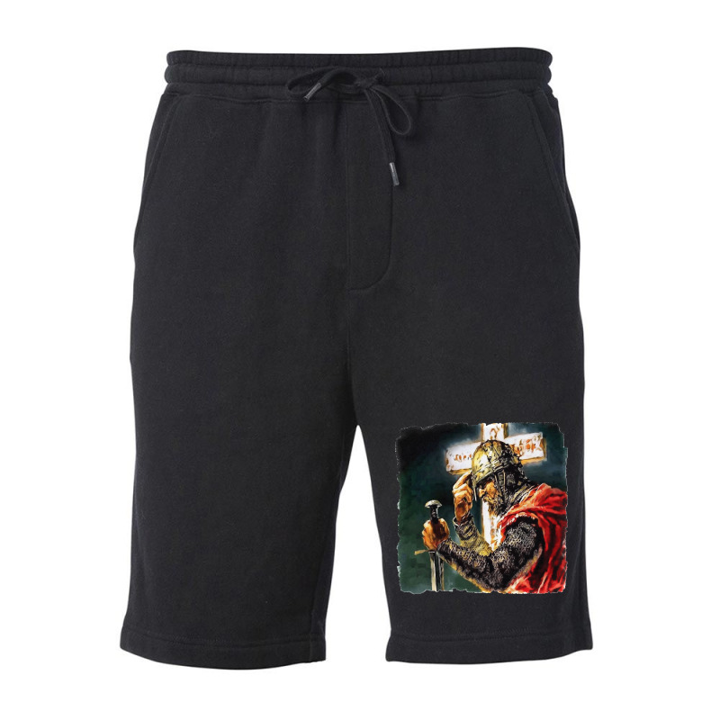 Crusaderr Knighs Emplar Disressed Cross Angel Wingss Chrisiann Fleece Short | Artistshot