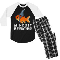 Mindset Motivational Quote Cute Goldfish Shark Fish Men's 3/4 Sleeve Pajama Set | Artistshot