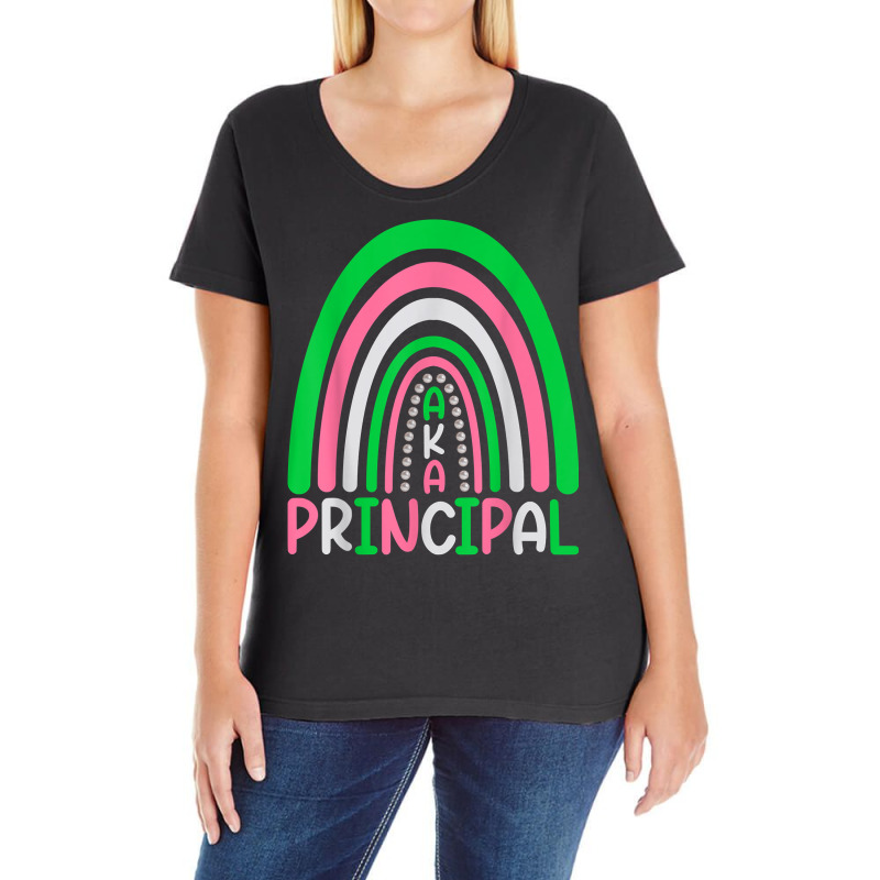 Principals Cute Rainbow Aka Principal Funny T Shirt Ladies Curvy T-Shirt by cm-arts | Artistshot