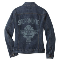 Distressed King Retro Look Party Tailgate Gameday Fan Gift Ladies Denim Jacket | Artistshot