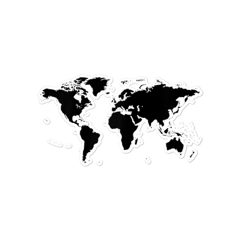 World Map Black Silhouette Countries Continents Raglan Baseball Tee Sticker | Artistshot