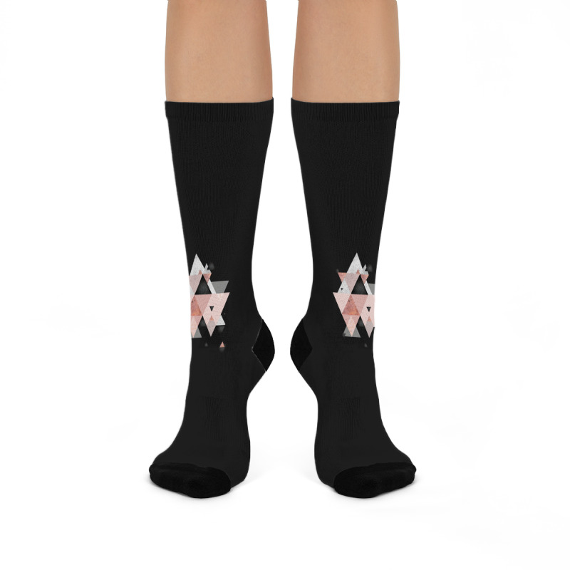 Geometric Compilation In Rose Gold And Blush Pink Crew Socks | Artistshot