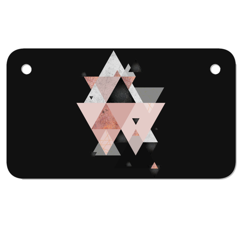 Geometric Compilation In Rose Gold And Blush Pink Motorcycle License Plate | Artistshot