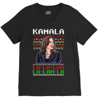 Santa Kamala Ugly Christmas Sweater Meme Kamalalala V-neck Tee | Artistshot