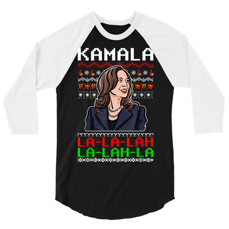 Santa Kamala Ugly Christmas Sweater Meme Kamalalala 3/4 Sleeve Shirt | Artistshot