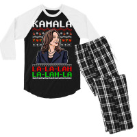 Santa Kamala Ugly Christmas Sweater Meme Kamalalala Men's 3/4 Sleeve Pajama Set | Artistshot