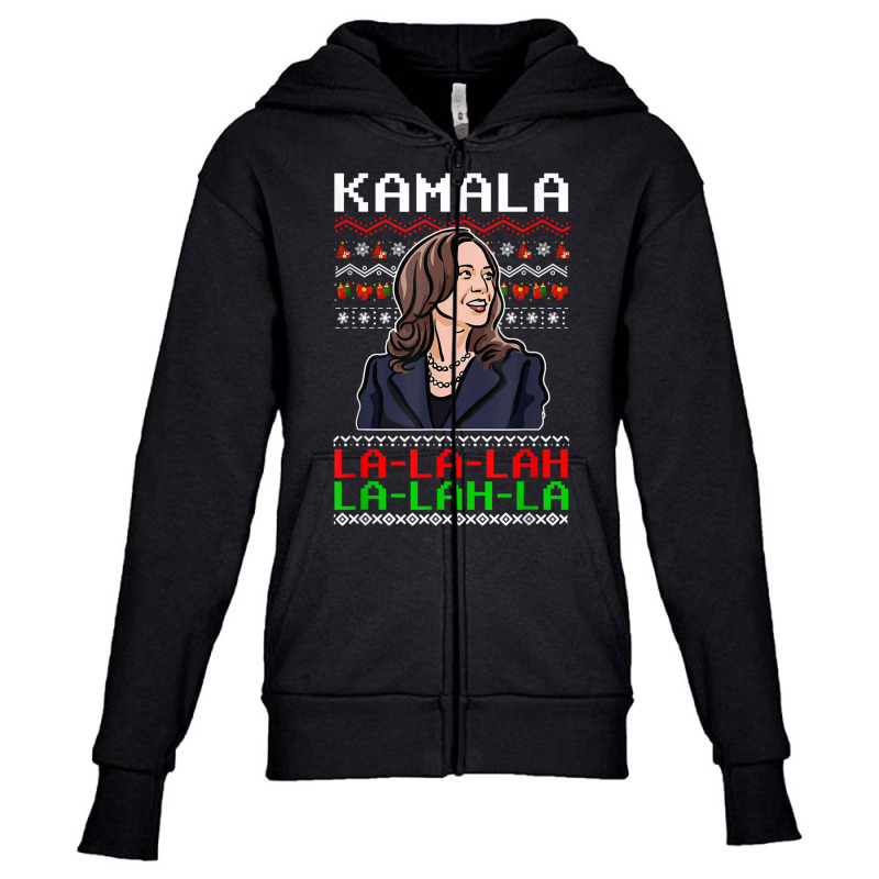 Santa Kamala Ugly Christmas Sweater Meme Kamalalala Youth Zipper Hoodie | Artistshot