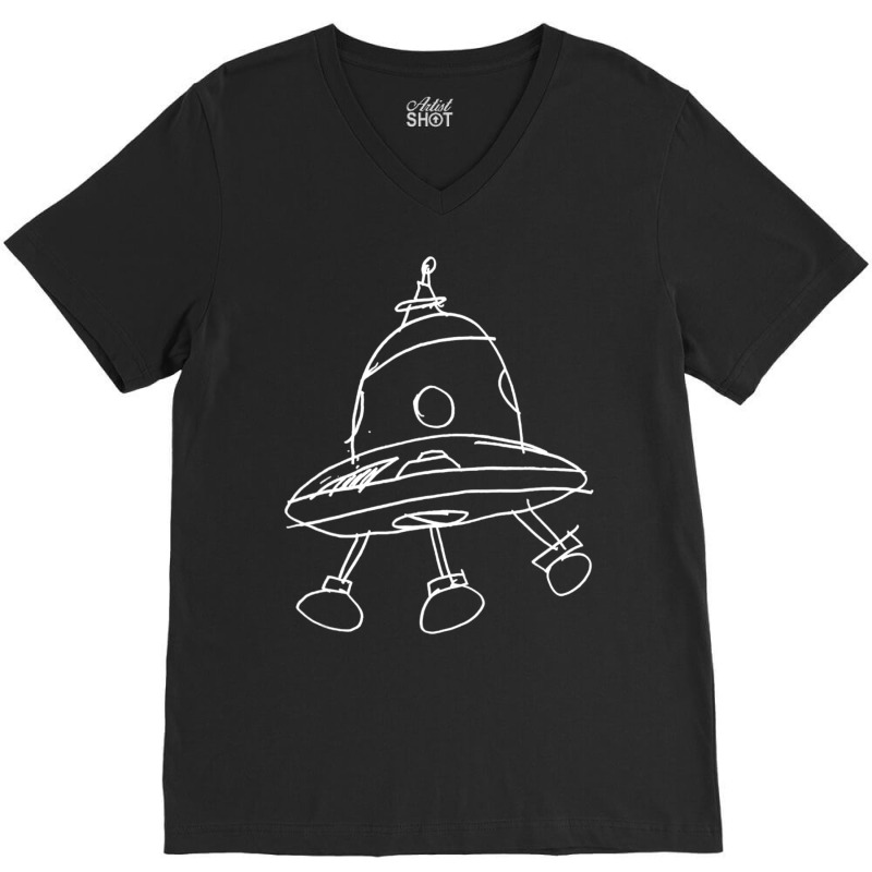 Hand Drawn Ufo Sketch, Cool Area 51 Alien, Extra Terrestrial V-neck Tee | Artistshot