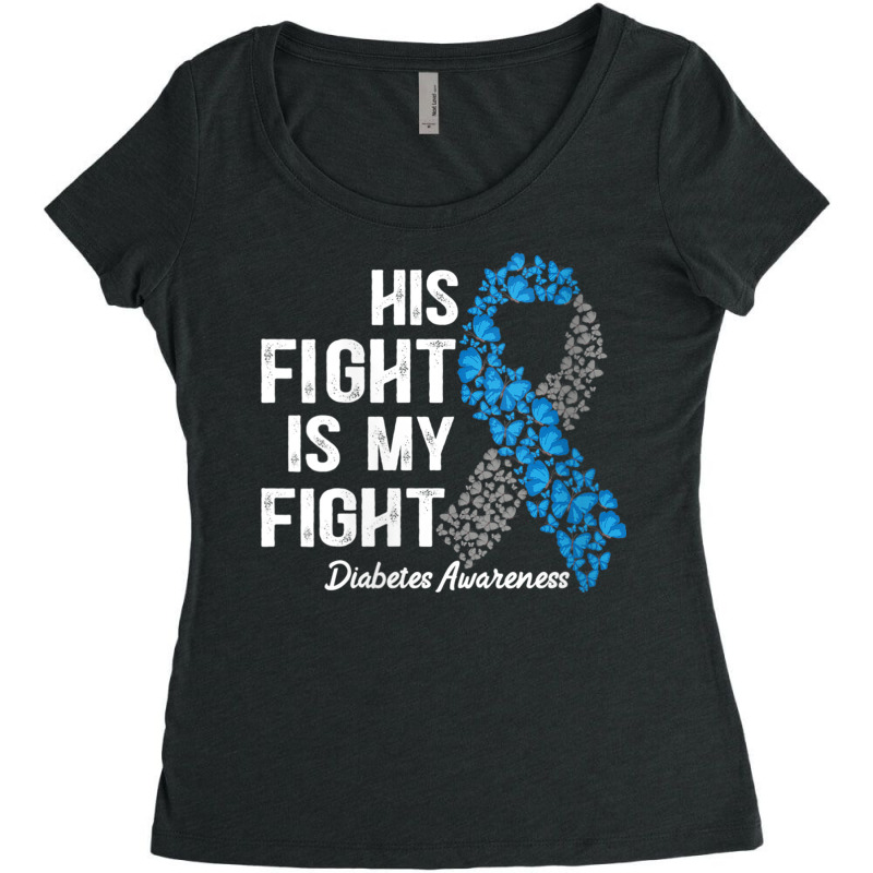 Womens T1d Apparel His Fight Is My Fight Type 1 Diabetes Awareness V N Women's Triblend Scoop T-shirt by cm-arts | Artistshot