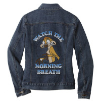 Funny Lion And King Timon Watch The Morning Breath Ladies Denim Jacket | Artistshot