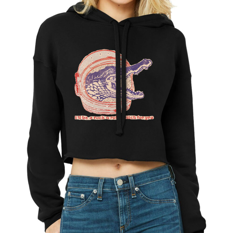 Alligator Space Invader Cropped Hoodie by cm-arts | Artistshot