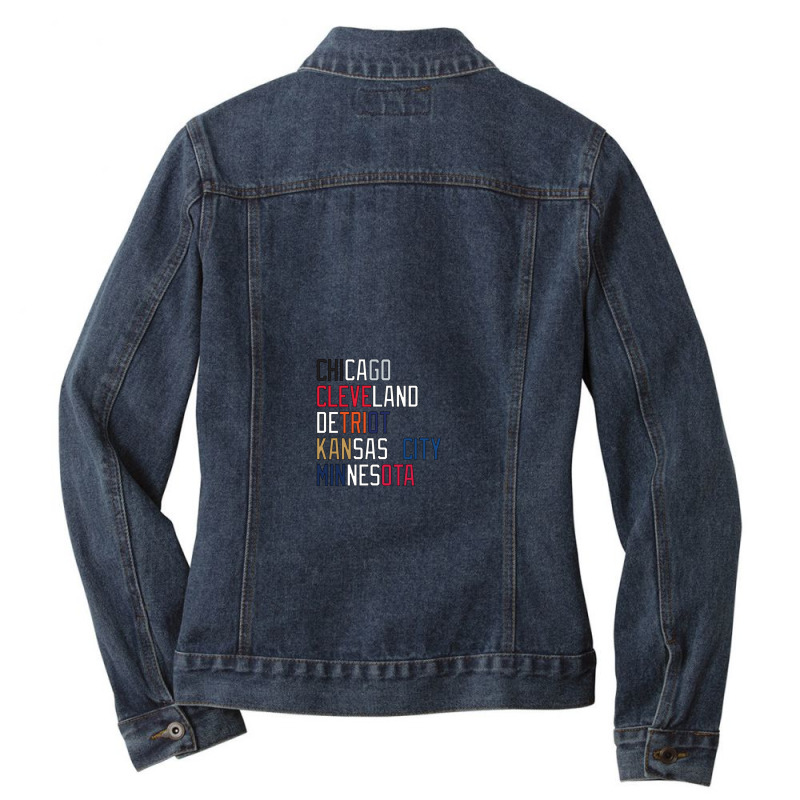 Al Central Teams Colors And Locations Ladies Denim Jacket by PamelaSherrard | Artistshot