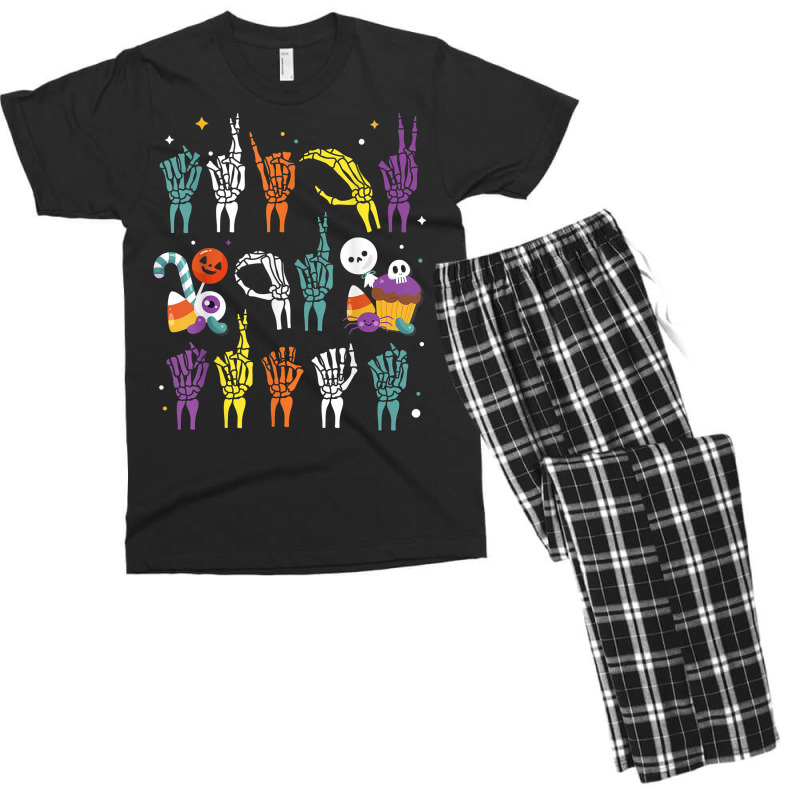 Trick Or Treat Asl Hands American Sign Language Halloween T Shirt Men's T-shirt Pajama Set by relaehopoli | Artistshot