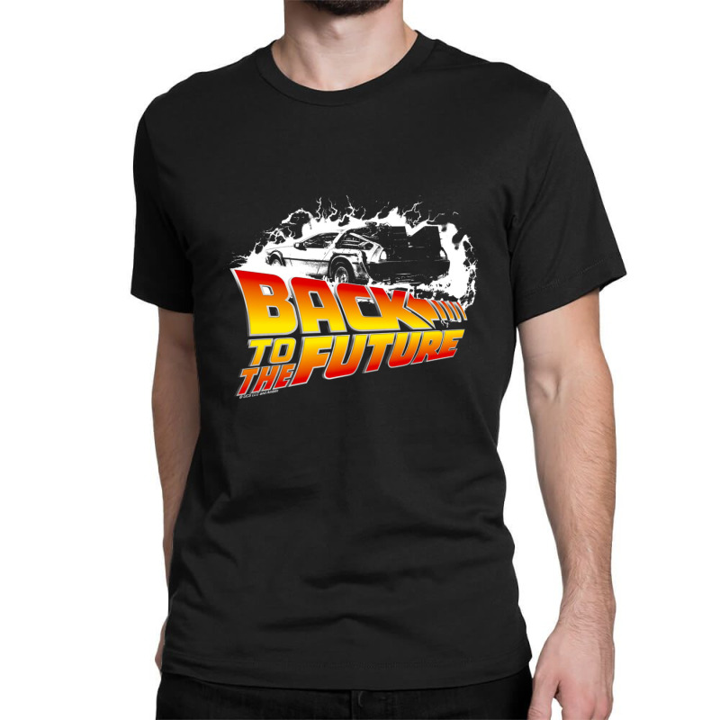 Back To The Future - Delorean White Stencil Fan Art Classic T-shirt by StuartRamsey | Artistshot