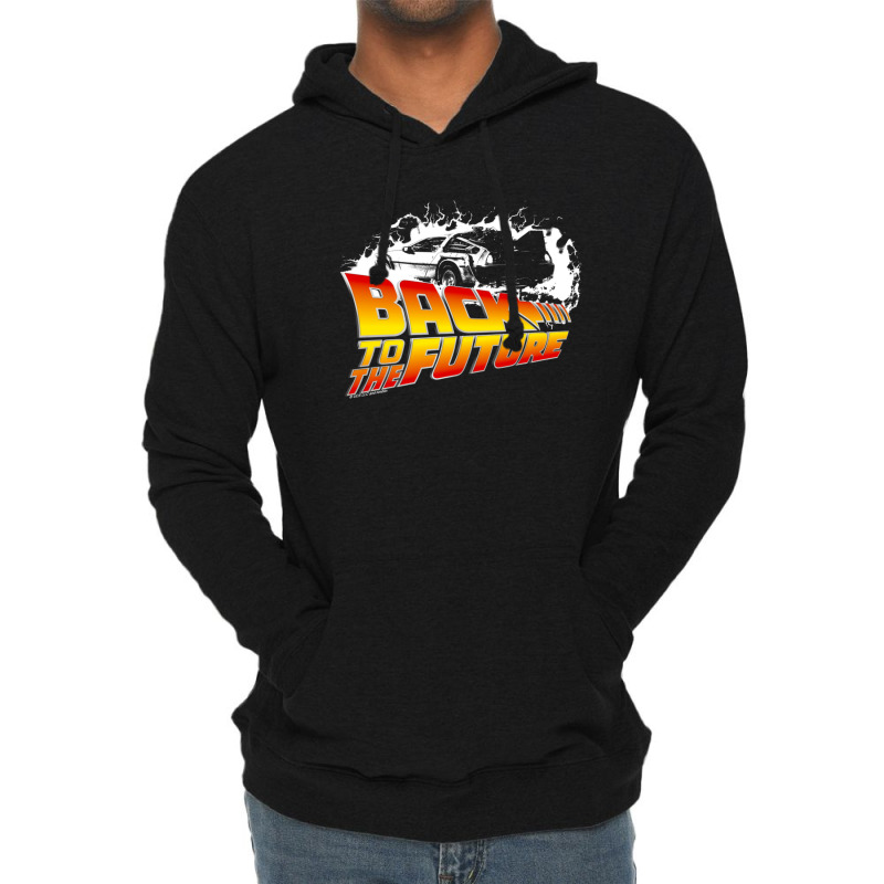 Back To The Future - Delorean White Stencil Fan Art Lightweight Hoodie by StuartRamsey | Artistshot