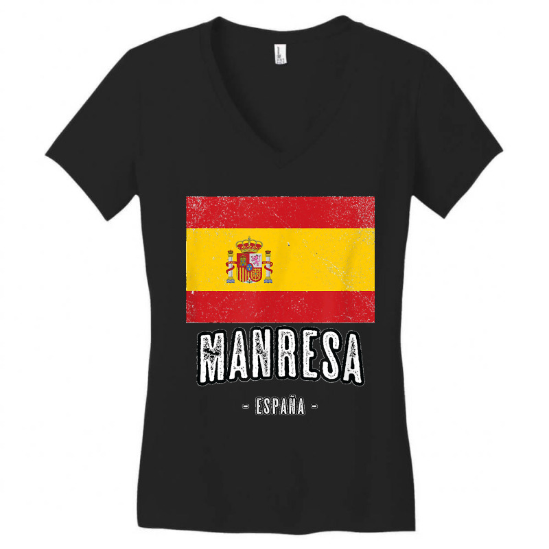 Manresa Spain Es Flag City Top Bandera Ropa Women's V-Neck T-Shirt by kevinnichols | Artistshot