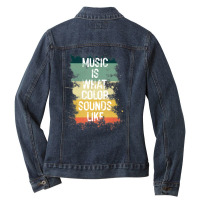 Music Is What Color Sounds Like Men Women Ladies Denim Jacket | Artistshot