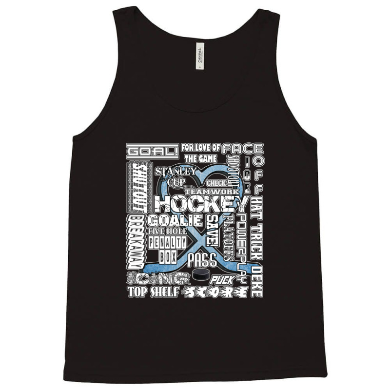 Ice Blue Heart Hockey Words Tank Top by cm-arts | Artistshot