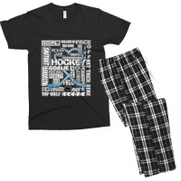 Ice Blue Heart Hockey Words Men's T-shirt Pajama Set | Artistshot