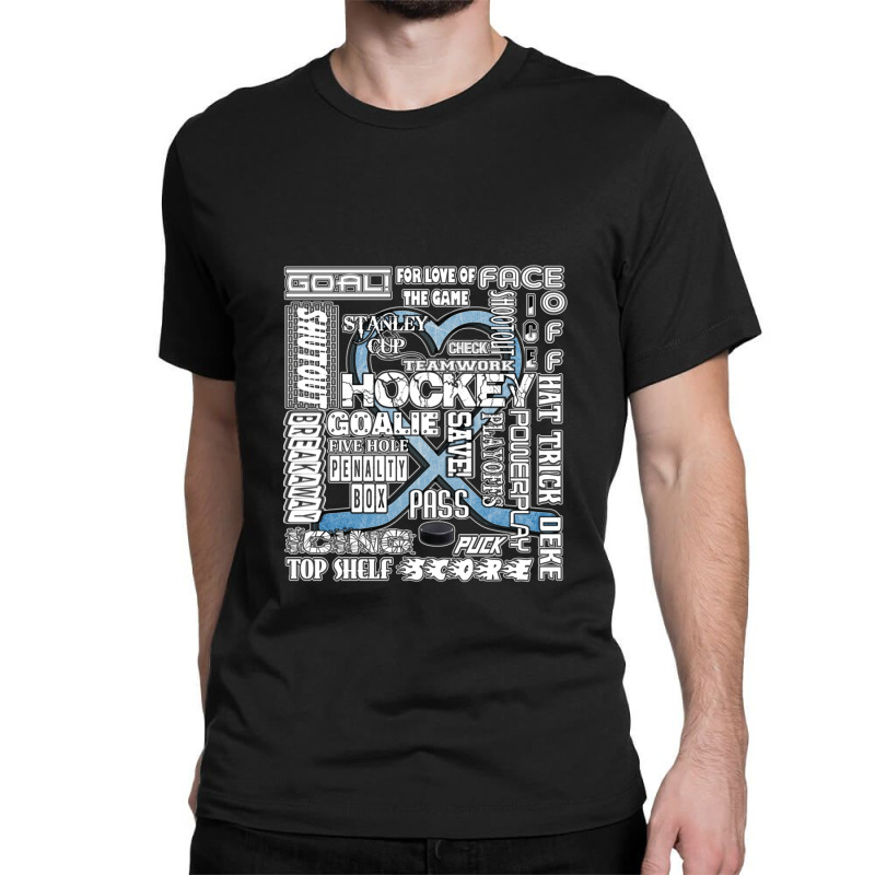 Ice Blue Heart Hockey Words Classic T-shirt by cm-arts | Artistshot