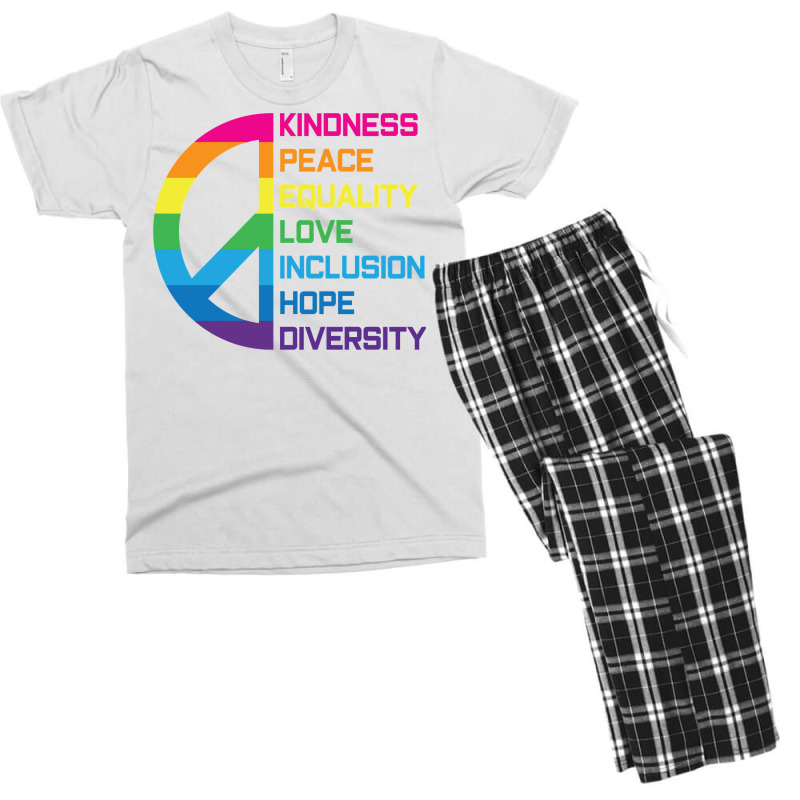 Kindness Peace Equality Love Inclusion Hope Diversity Long Sleeve T Sh Men's T-shirt Pajama Set by pofijinashu | Artistshot