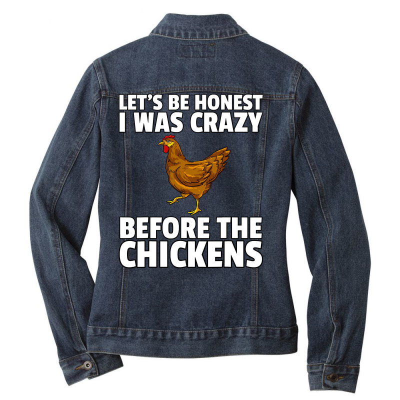 Chicken Cock Crazy Chicken Lady Farmer Funny Hens 196 Hen Chick Ladies Denim Jacket by offensejuggler | Artistshot