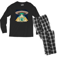 Ancient Astronaut Egyptian Pyramid Alien Conspiracy Theory Men's Long Sleeve Pajama Set | Artistshot